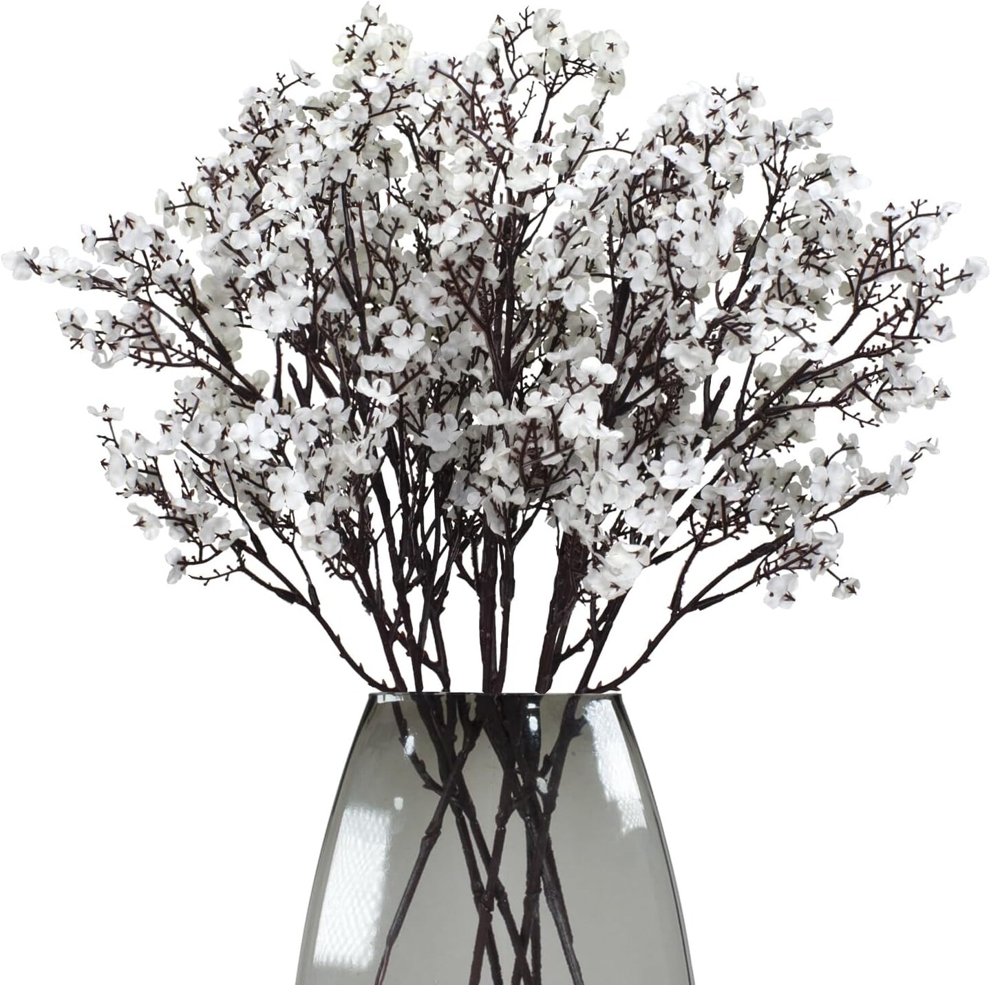 Babys Breath 8 Bundle Real Touch Artificial Flowers Fake Silk Flower Gypsophila Wedding Party Decoration Home Decor (White)