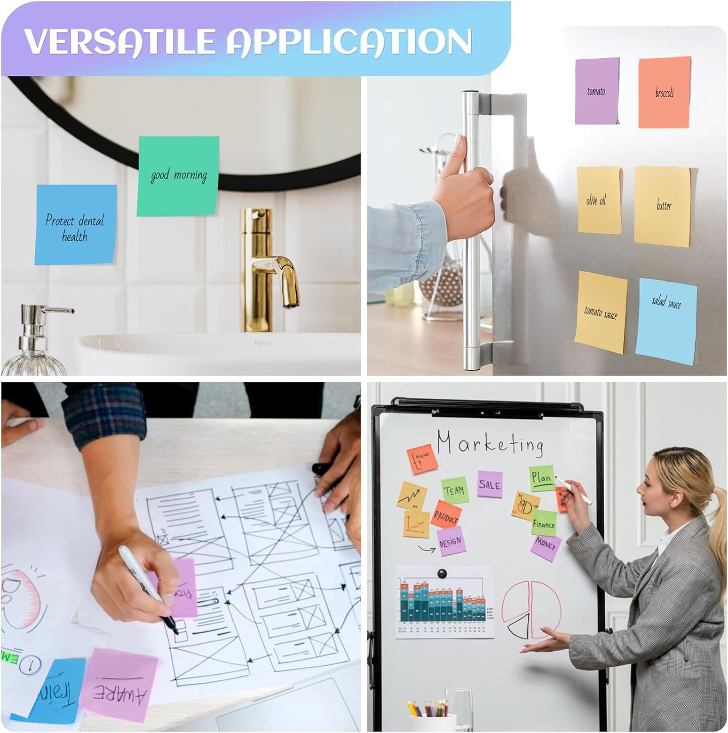 18 Pads Sticky Notes, Aesthetic Sticky Notes, 9 Colors of Neutral Notes for Office, School, Home Desks, and More, 50 Sheets/Pad