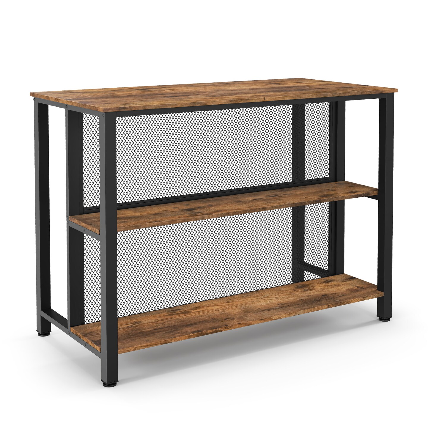 36 Inch 3-Tier Bar Table with Storage Metal Frame Adjustable Foot Pads for Dining Room