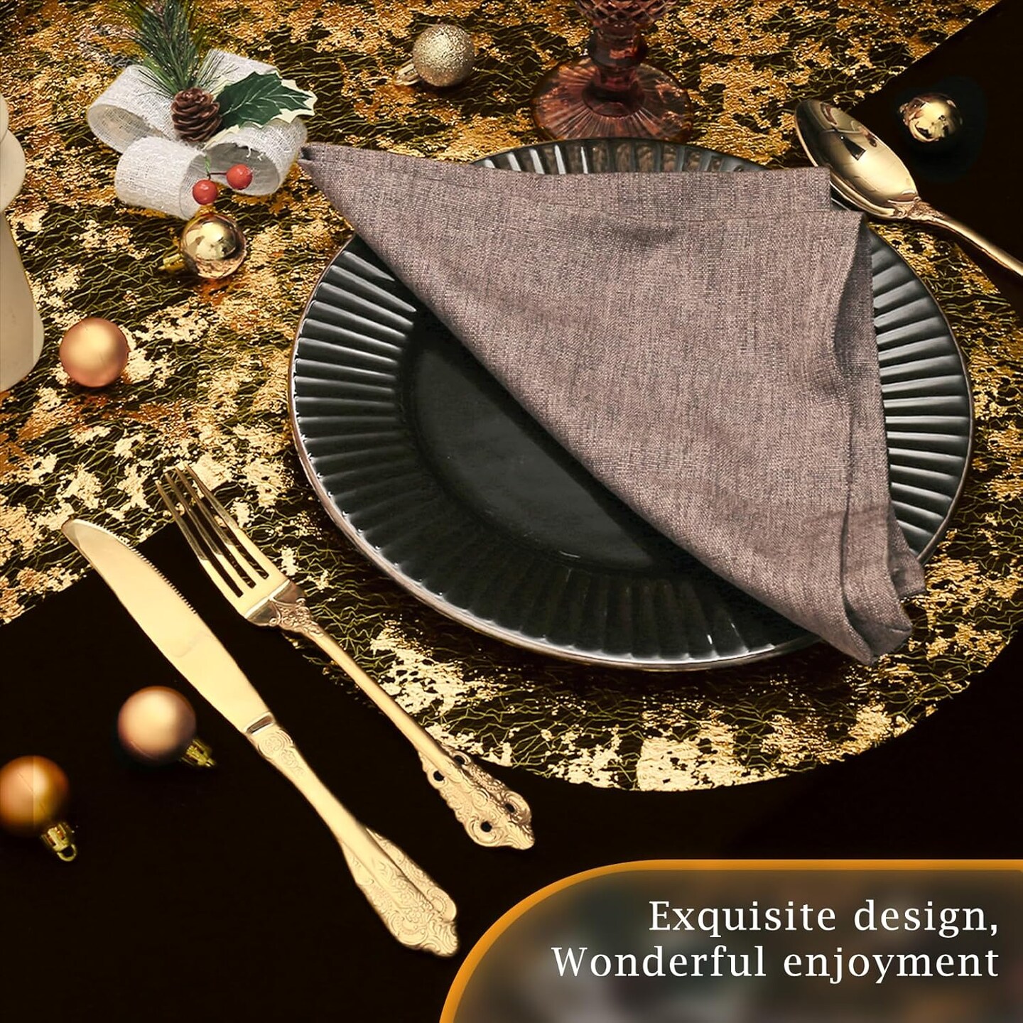 Round Gold Placemats 14 inch Set of 50 Indoor Outdoor Disposable Place Mats