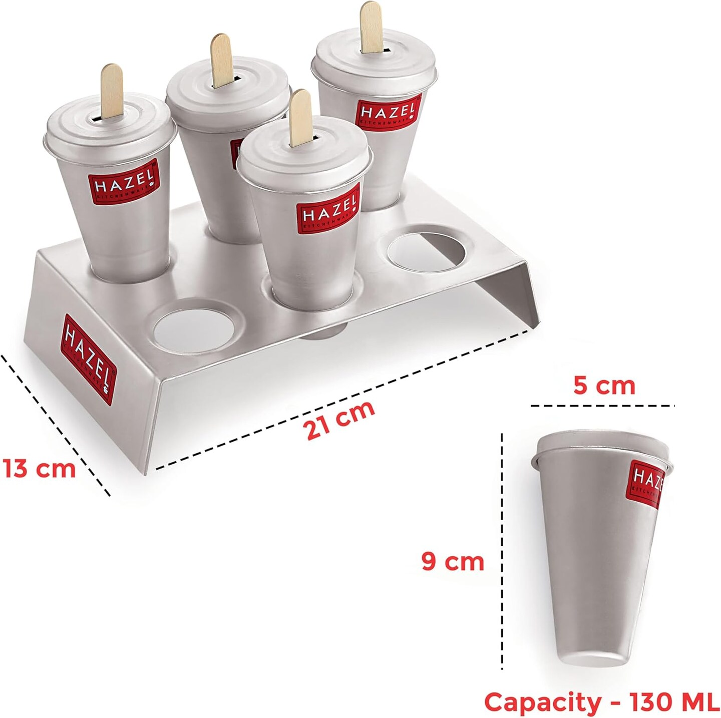 Aluminium Kulfi Mould Set of 6 & 12 Ice cream Sticks | Reusable Ice Cream & Popsicle Maker | DIY Kulfi Molds for Homemade Frozen Treats, Ice Pops & Desserts