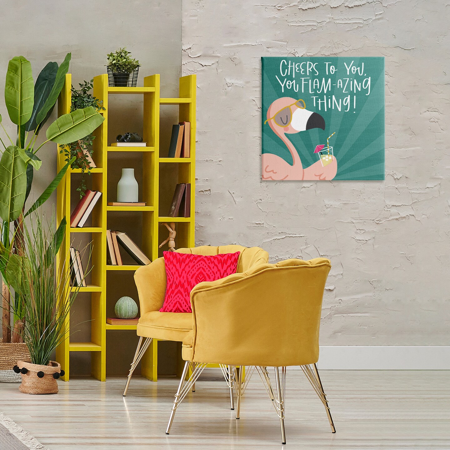 Stupell Industries Cheers To You Flamazing Canvas Design by Sarah Hickman