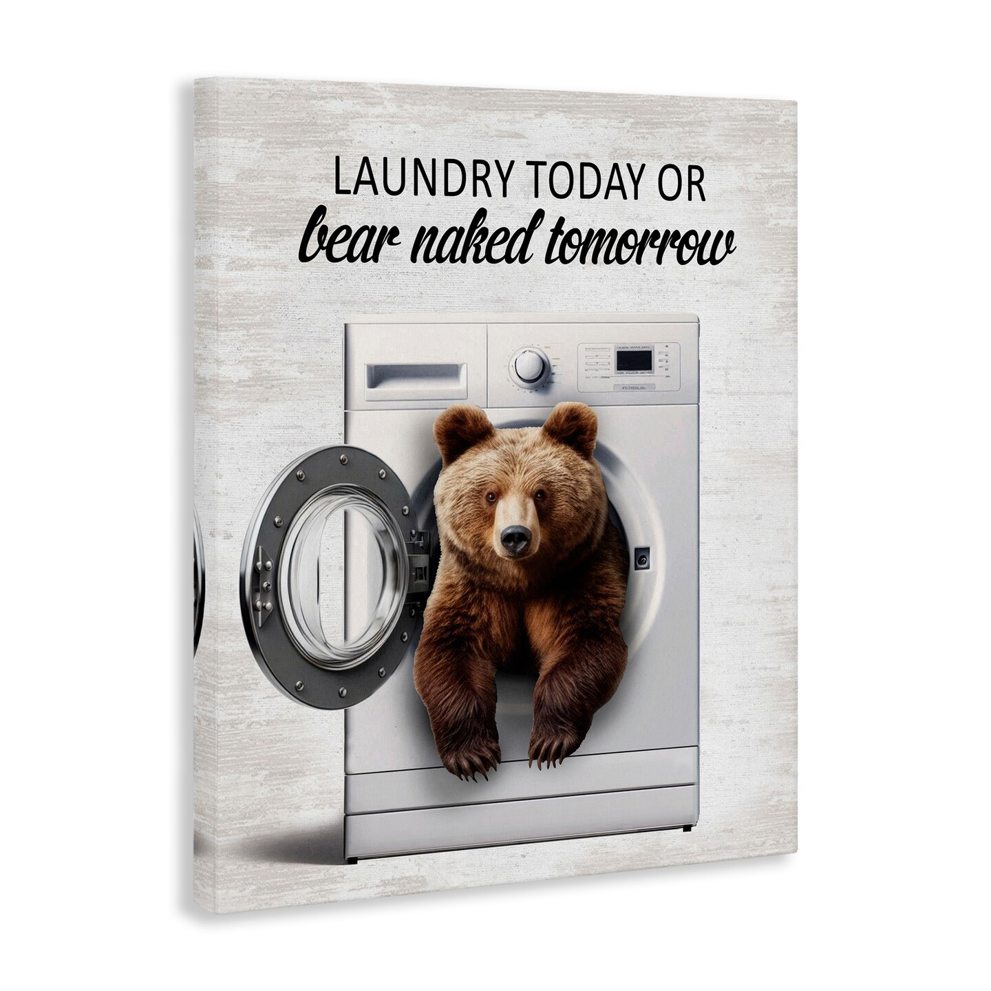 Stupell Industries Bear Naked Funny Laundry Canvas Design by Lettered and Lined