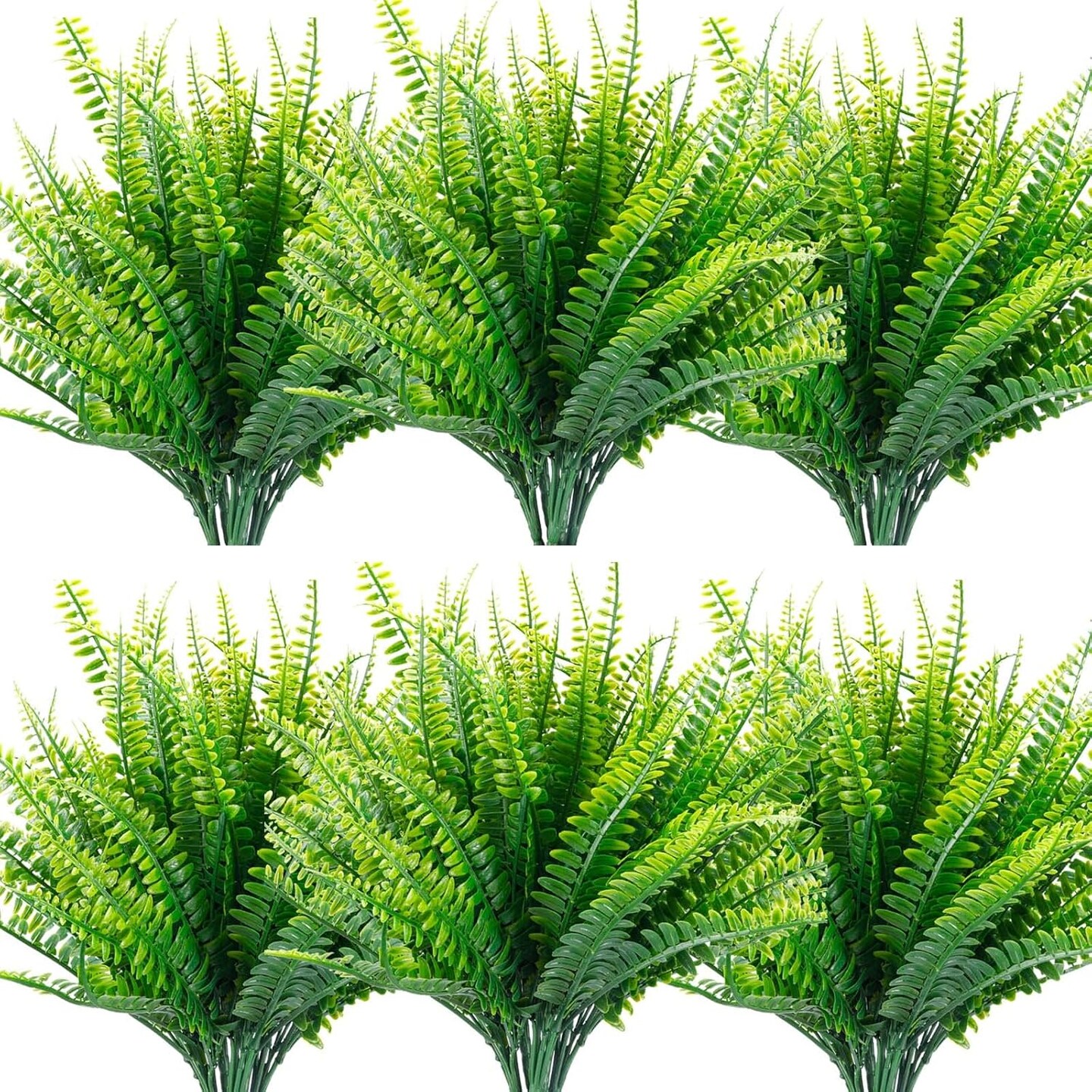 18 Pcs Artificial Ferns Plants Bushes Fake Boston Fern Shrubs Plastic Plant Greenery for Outdoor Indoor Home Garden D&#xE9;cor