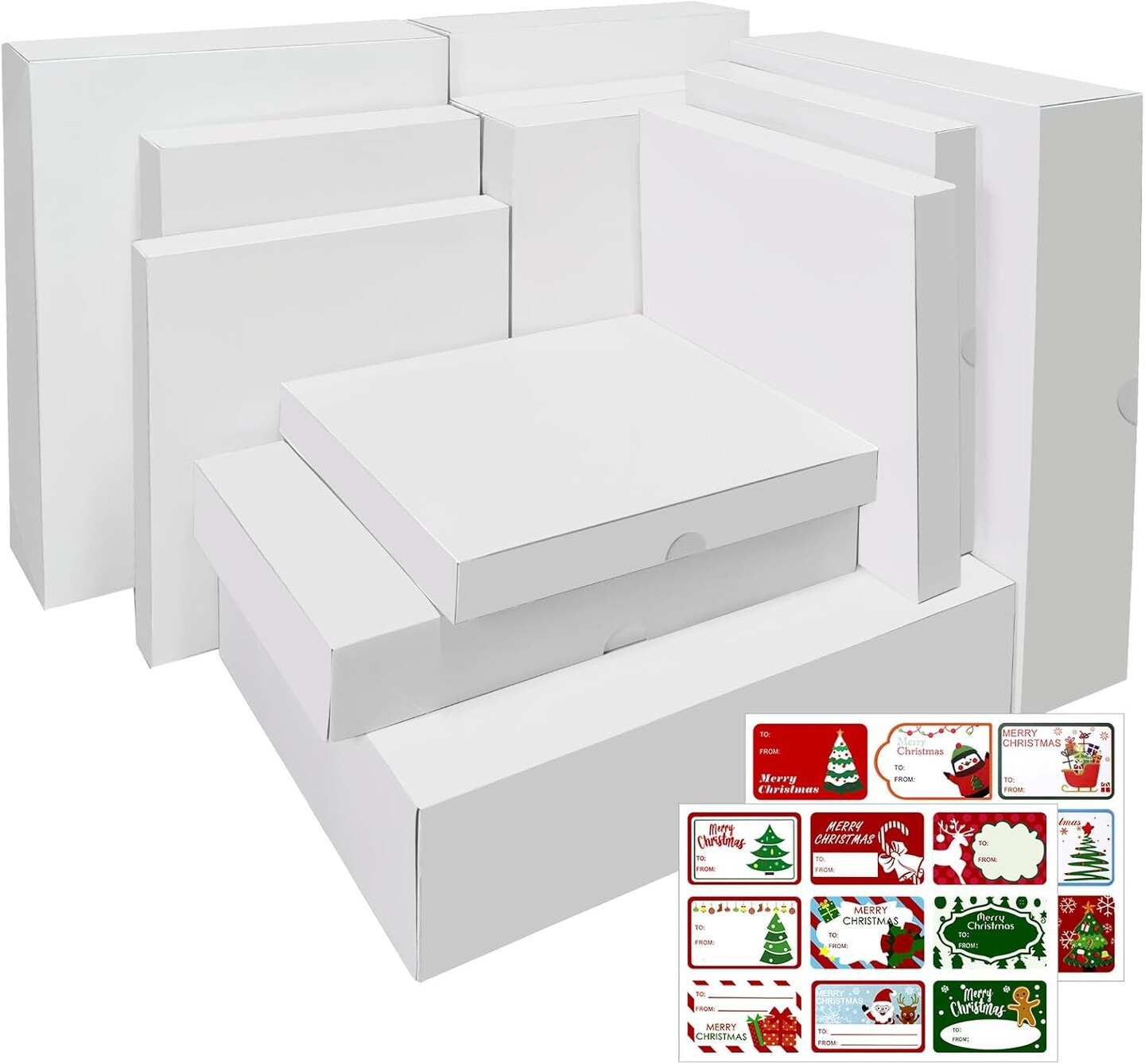 12 PCS White Shirt Boxes Assorted Sizes Gift Boxes for Wrapping Christmas Gifts, Bridesmaid Proposal, Holidays, Father&#x2019;s Day, Birthday, Graduations