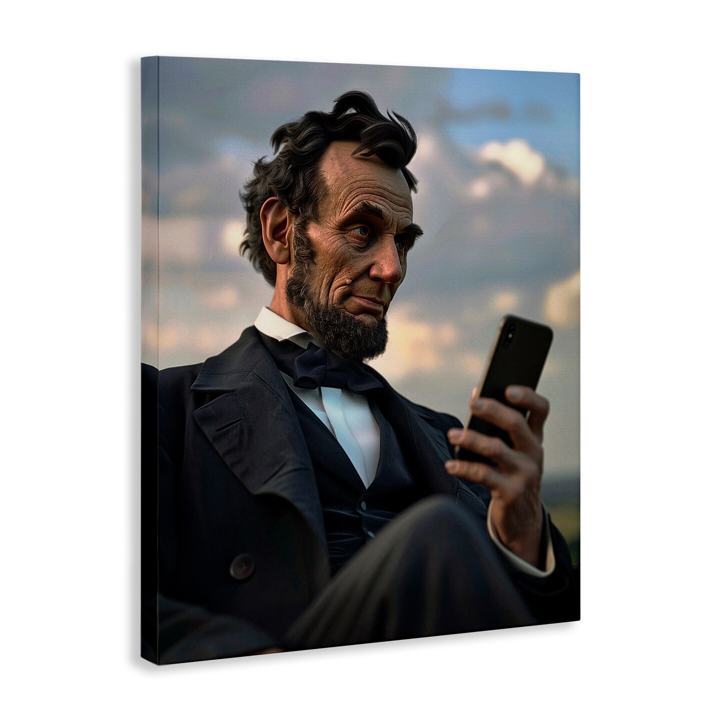 Stupell Industries Abe Lincoln with Cellphone Canvas Design by Michael McKinney
