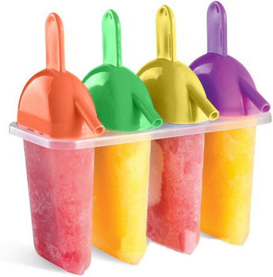 Reusable Ice Lolly Popsicle Maker with Straw – BPA-Free DIY Frozen Treat Molds, No-Spill Drip Guard, Quick Freeze & Dishwasher Safe (Mixed Colors)