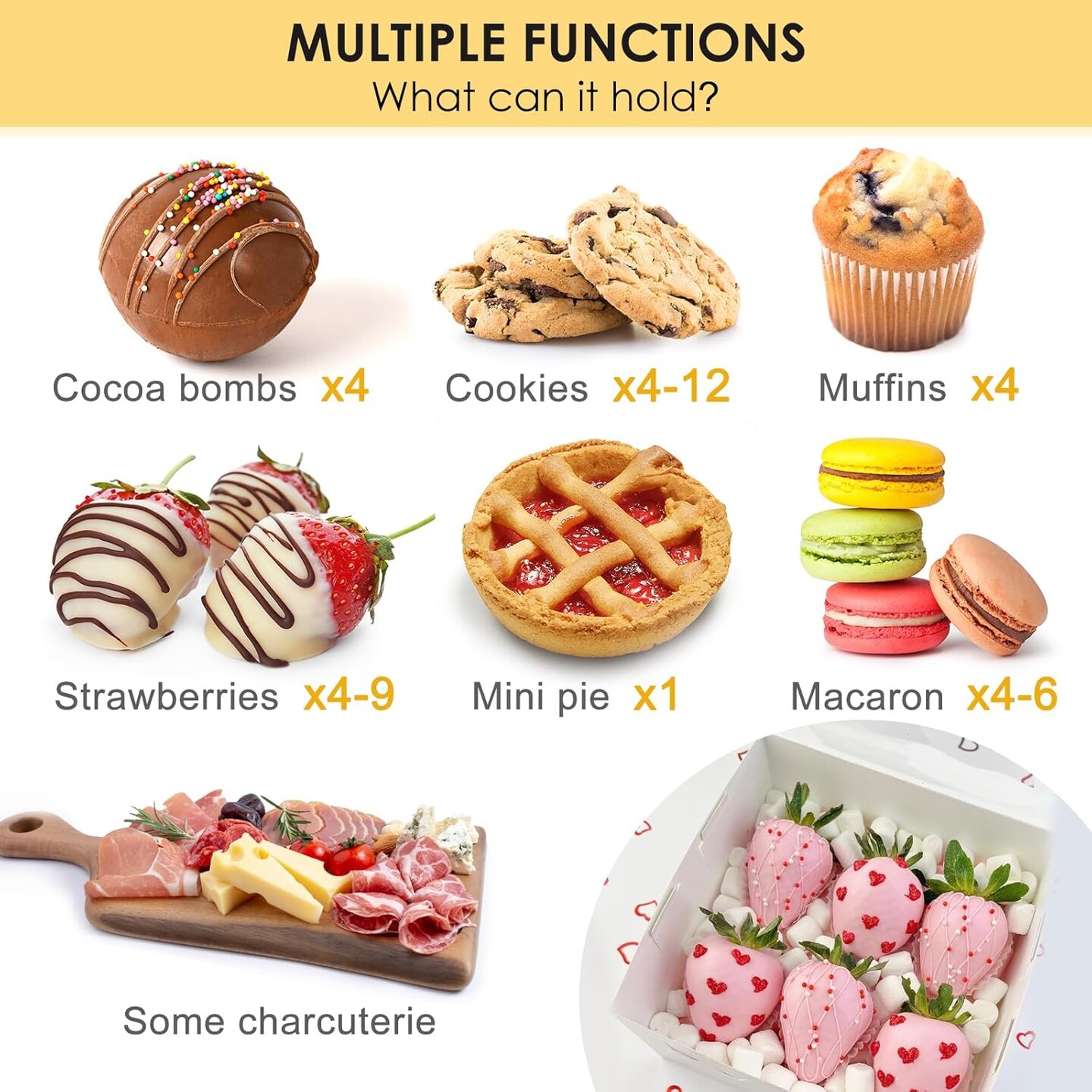 30pcs Bakery Boxes, 6x6x3 Inches Cookie Box with Window, White Treat Containers for Small Pie, Chocolate Covered Strawberries, Cupcake and Easter Pastry