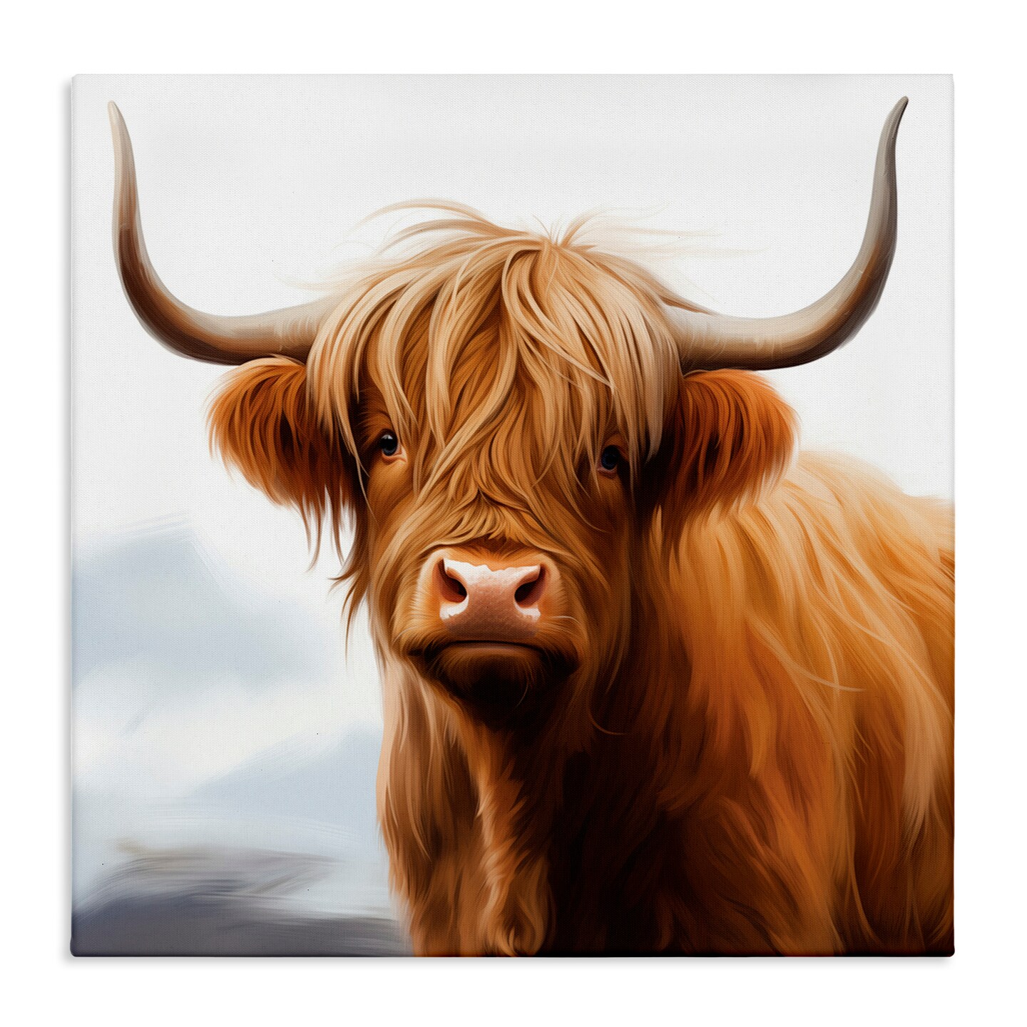 Stupell Industries Long Horn Highland Cow Portrait Canvas Design by Heidi Kuntz