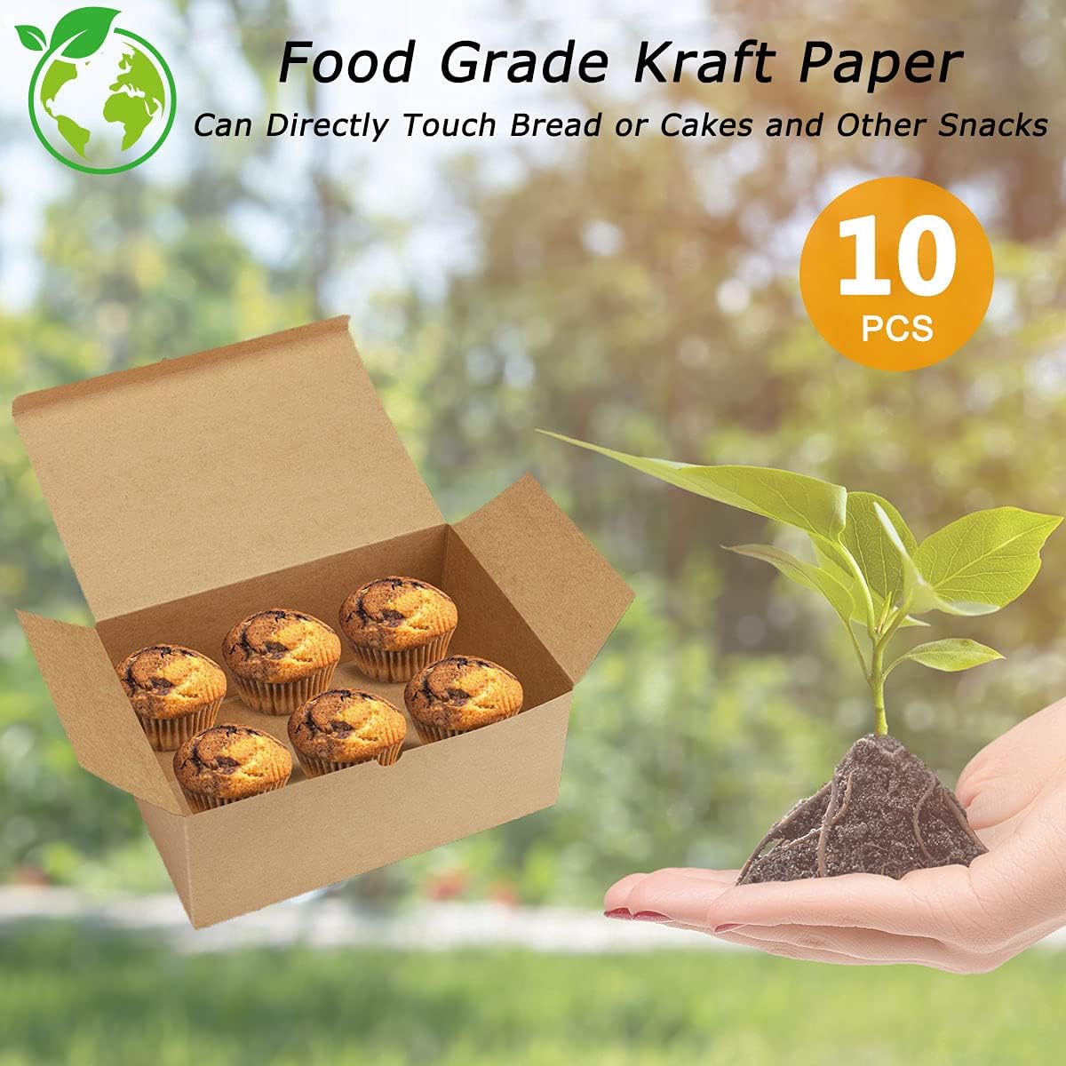 Brown Gift Boxes 9.45x6.5x4 Inches 10 Pack&#xFF0C; Paper Gift Box With Lids for Bridesmaid Gifts, Birthday, Party, Christmas&#xFF0C;Wedding, Crafting Cupcake Boxes, With 66 FT Twine