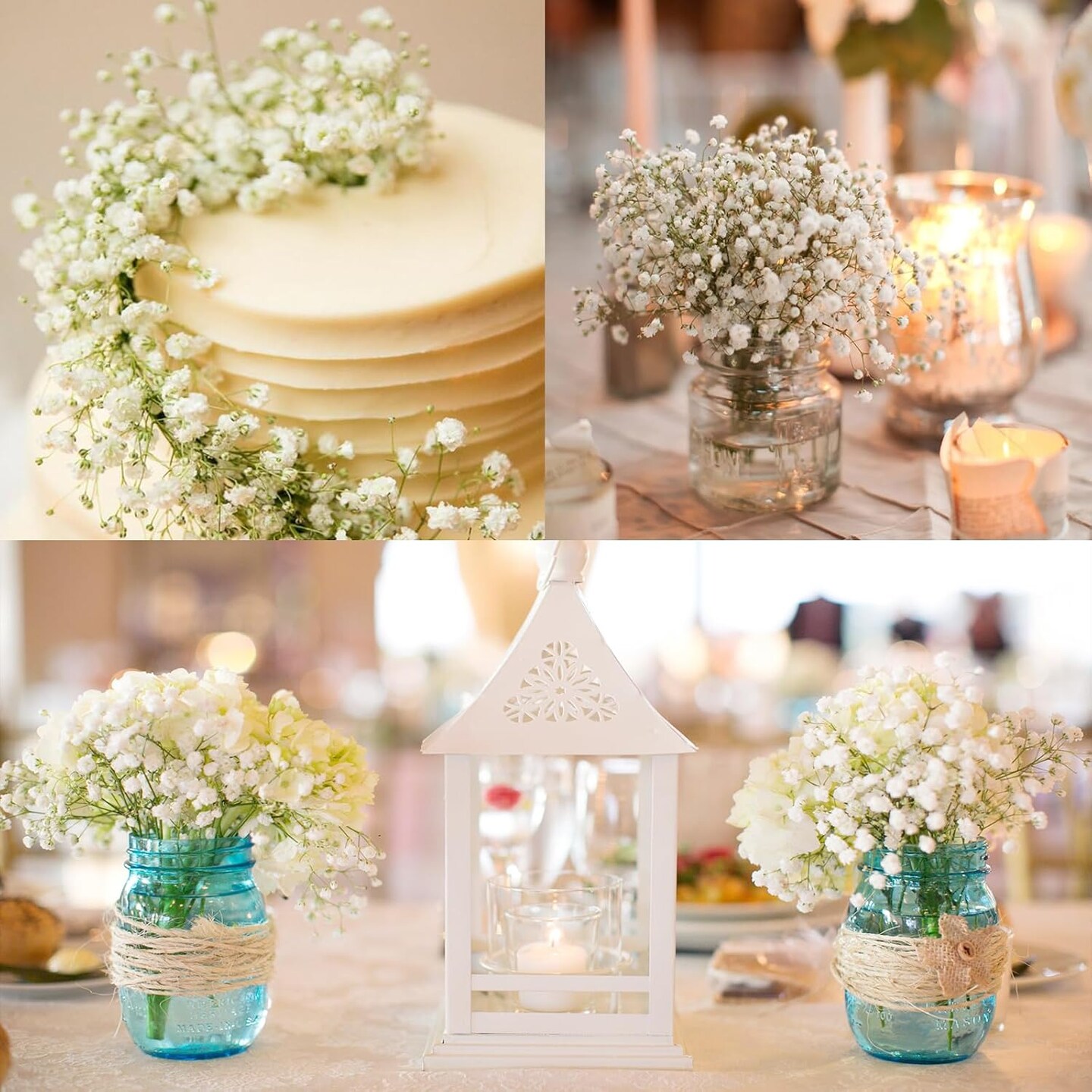 30 Pcs Babys Breath Artificial Flowers, Baby Breath Flowers Artificial Bulk, Real Touch White Fake Flowers, Faux Babies Breath Gypsophila for Wedding Home Decor Floral Arrangement