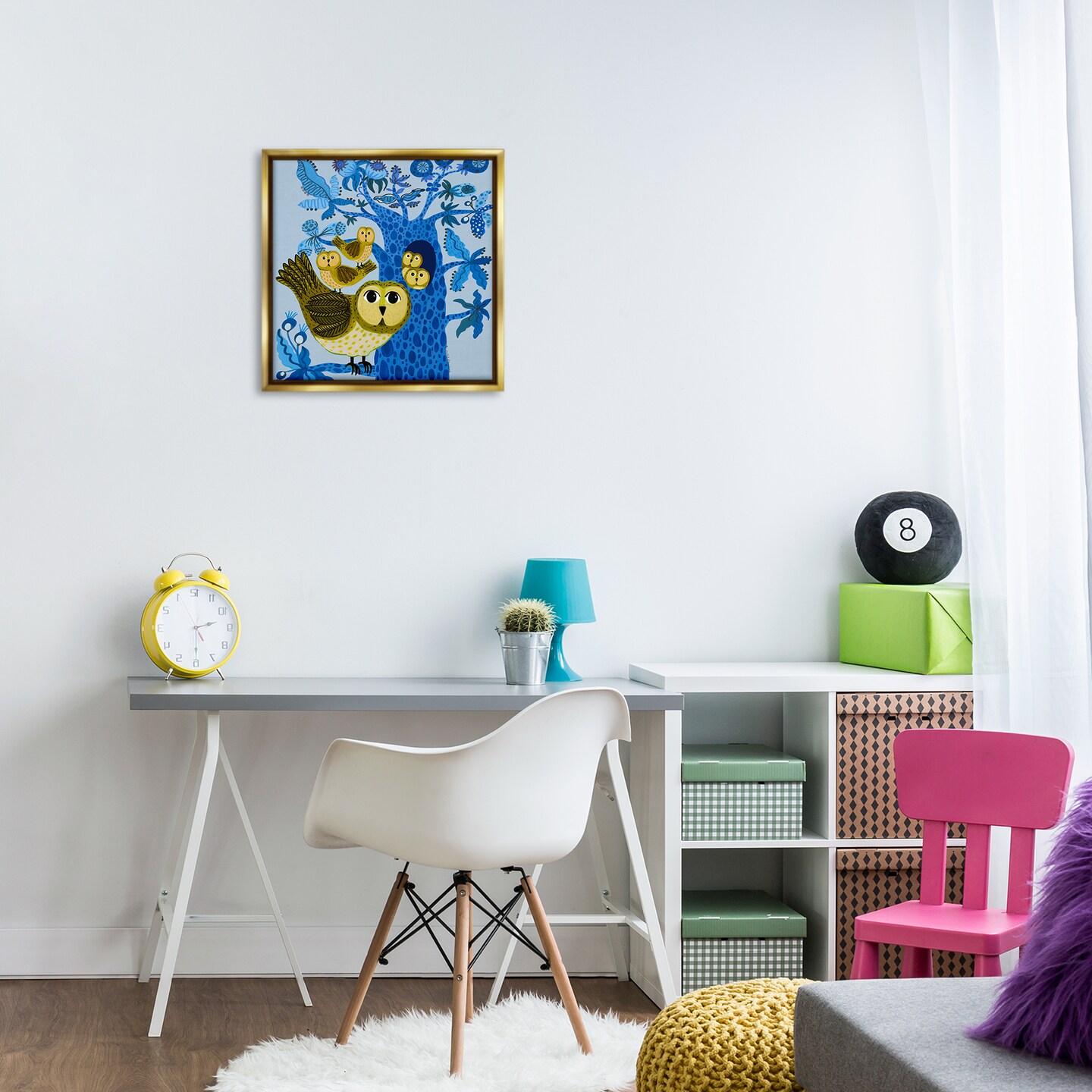 Stupell Industries Playful Owls in Tree Floating Frame Design by Kay Widdowson