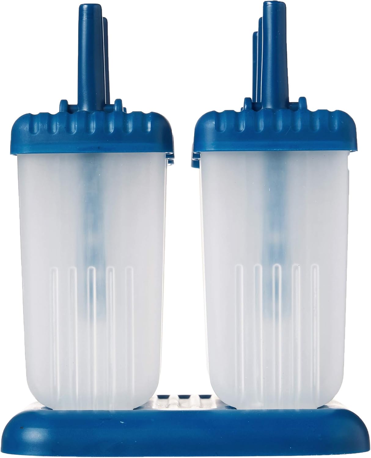 Groovy Popsicle Molds (Set of 6) - Mess-Free Plastic Ice Pops with Reusable Sticks & Drip-Guard for Freezer Snacks/Dishwasher-Safe & BPA-Free,Blueberry