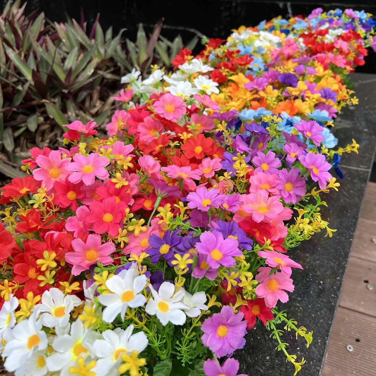 12 Bundles Artificial Fake Flowers for Outdoor Decoration,Shyshining UV Resistant Faux Plastic Fabric Greenery Shrubs Plants Fake Flowers Hanging Planter Kitchen Home Garden Wedding Decor