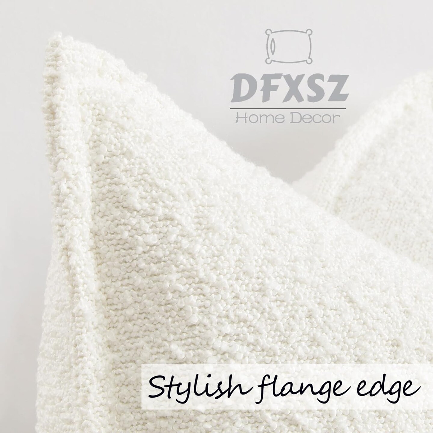 White Color Simple Imitation Lamb Wool Loop Yarn Texture Throw Pillow Covers 18x18 inch Set of 2 Decorative Couch Cushion Case for Chair Sofa Bedroom Living Room Home Decor