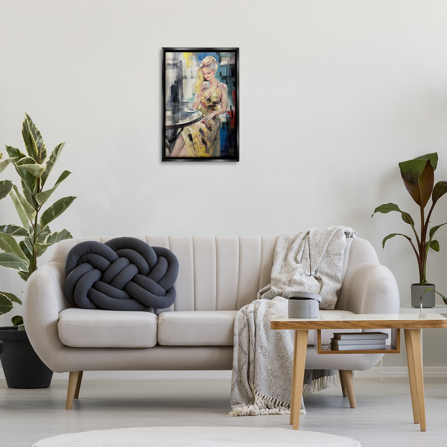 Stupell Industries Elegant Woman at Cafe Floating Frame Design by Lucille Lee