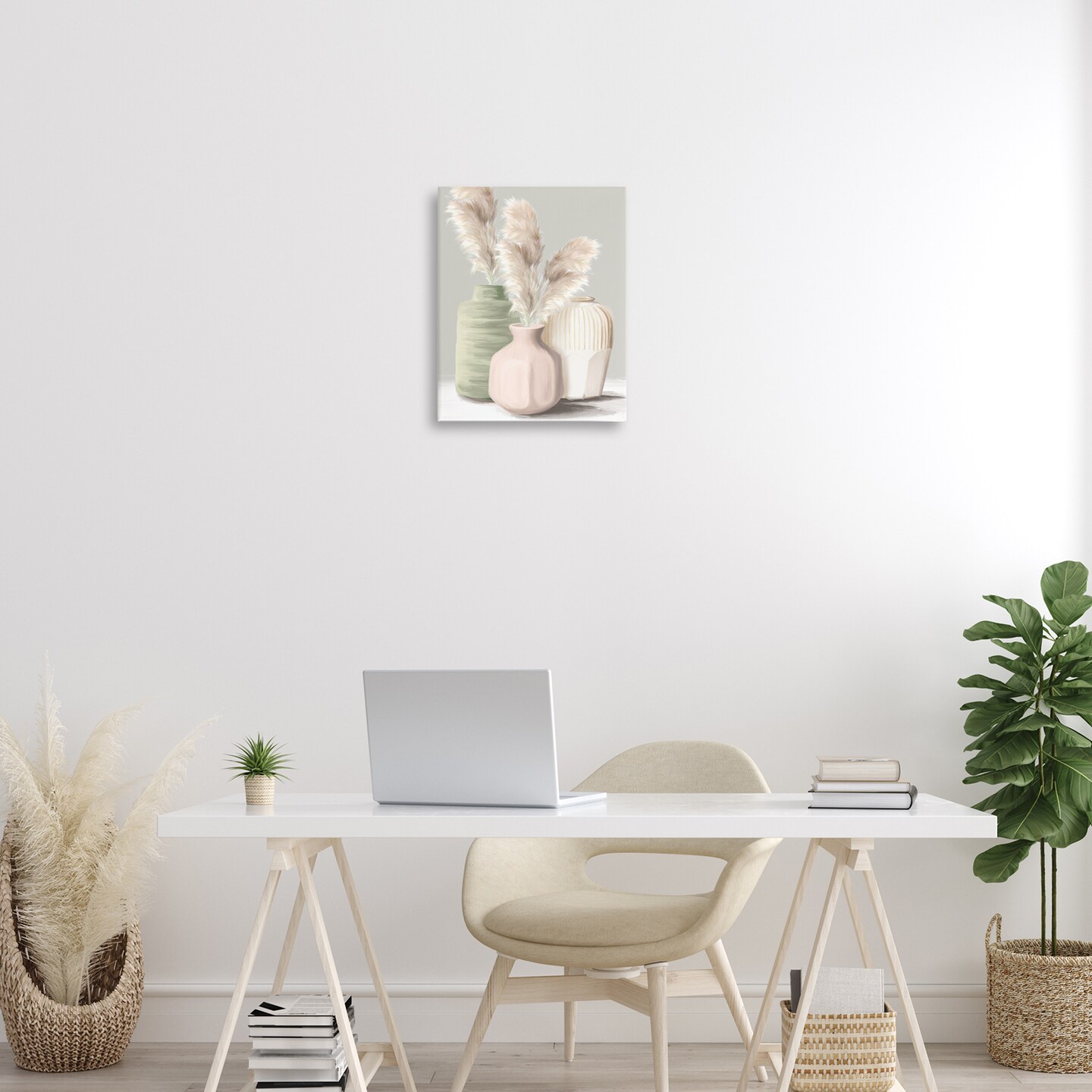 Stupell Industries Soft Pampas Vases Canvas Design by House Fenway