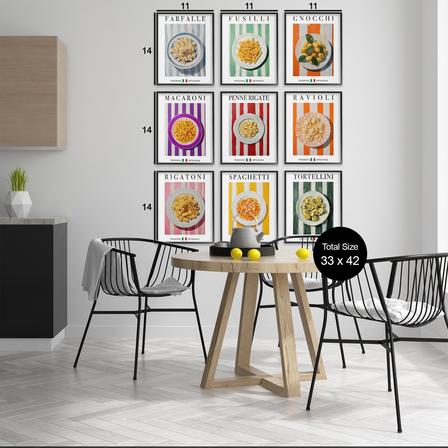 Stupell Industries Traditional Pasta Plates Cuisine 9pc Framed Giclee Set Design by Andreas Magnusson