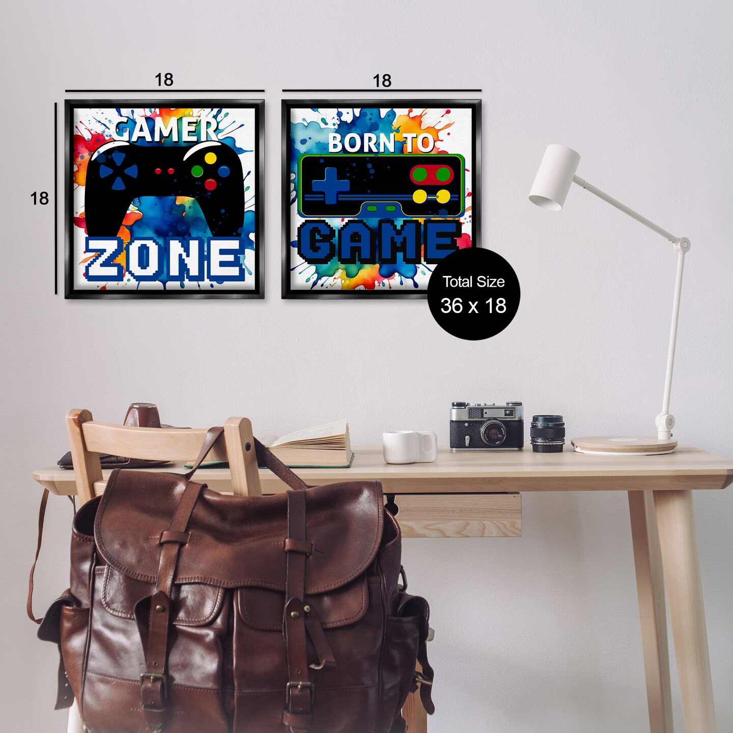 Stupell Industries Gamer Zone on Splash 2pc Floating Frame Set Design by Kim Allen