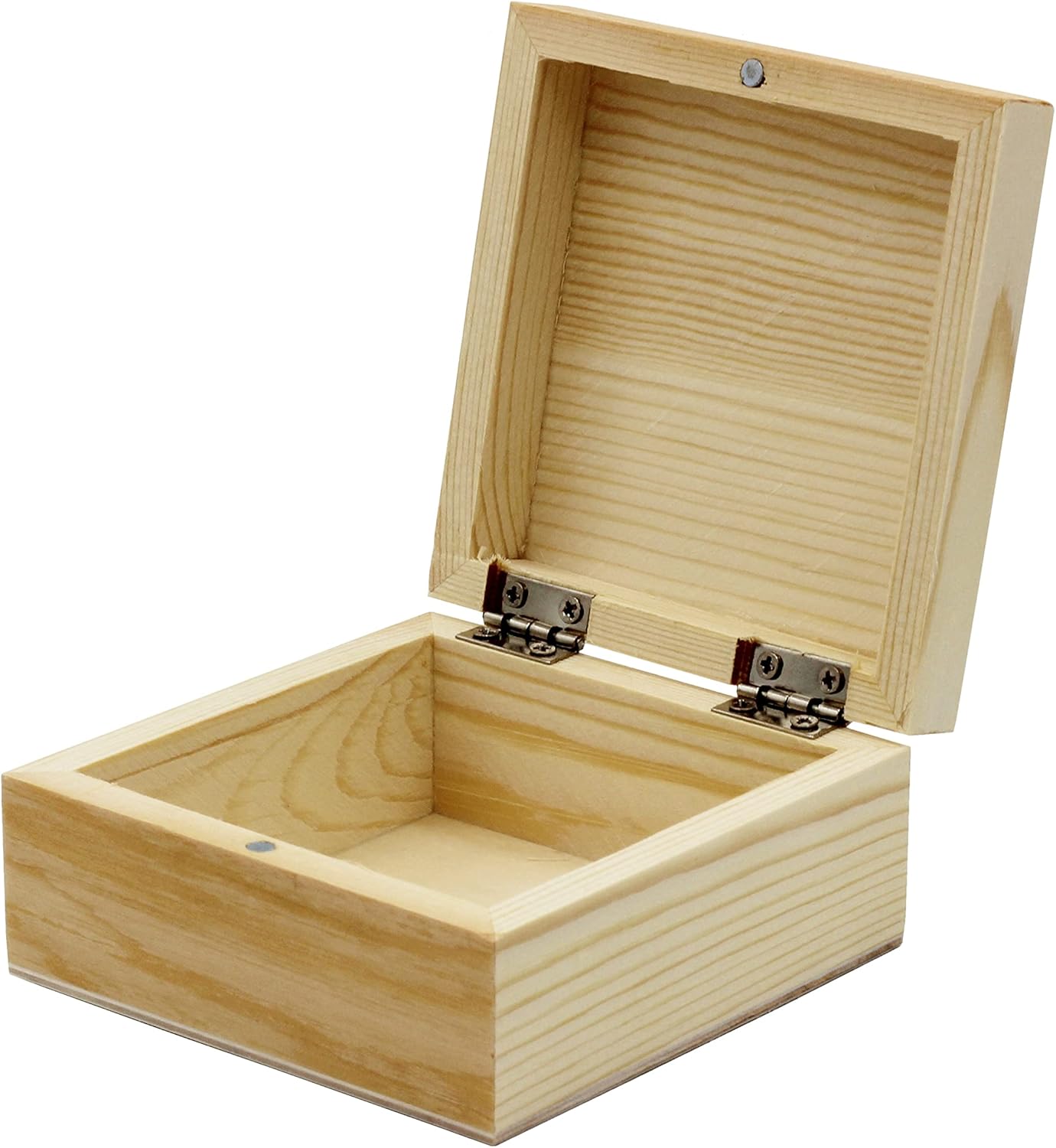 Unfinished Mini Wood Craft Box with Hinged Lid and Magnetic Closure, 3.5 Inch - Perfect for Arts, Crafts, and Personalized Gifts