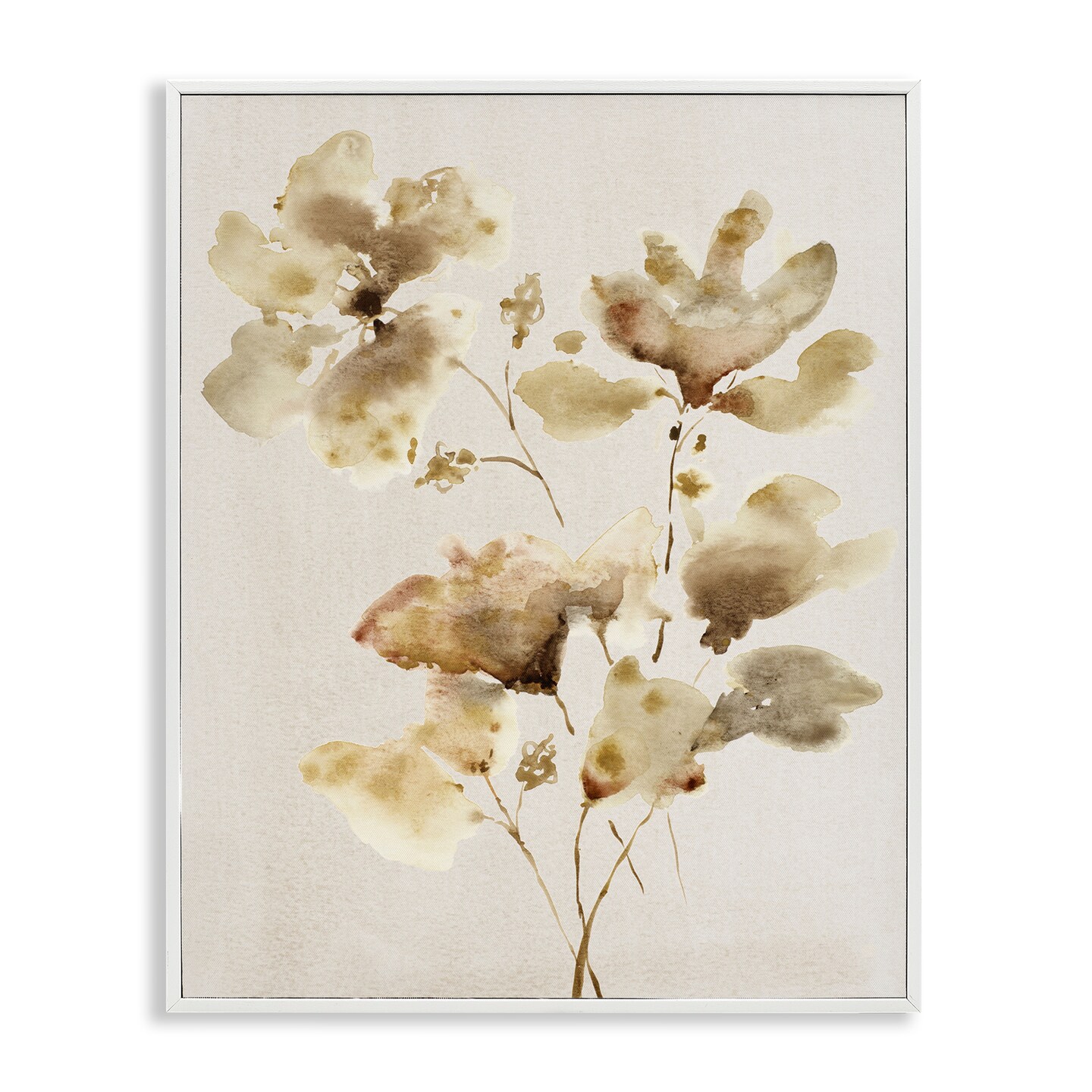 Stupell Industries Neutral Dappled Flower Blossoms Framed Giclee Design by Krinlox