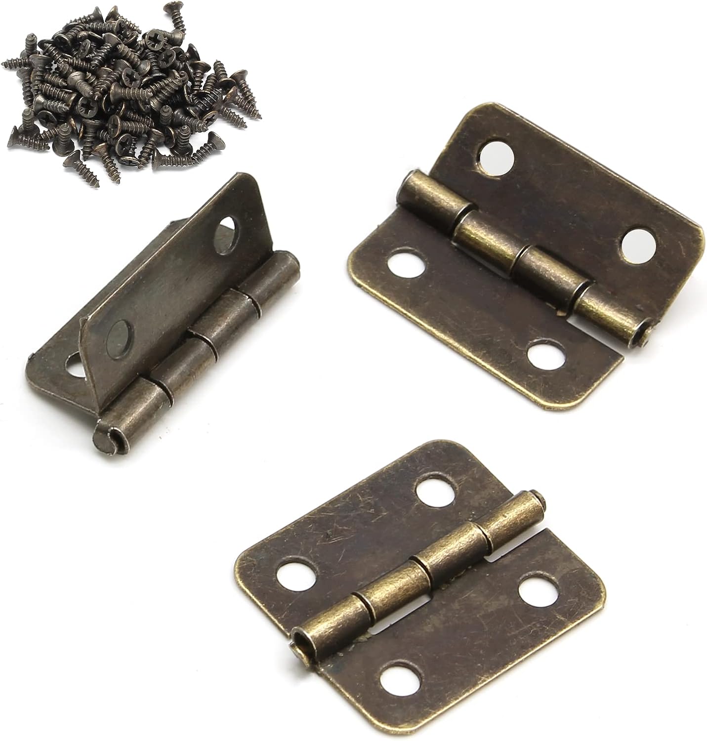 50PCS 18 x 15 mm Mini Hinge for Wooden Jewelry Box Mini Pure Copper Hinges Retro Hinges with 200 Pieces Replacement Screws for Crafts Wooden Box Jewelry Chest Cabinet DIY Accessories
