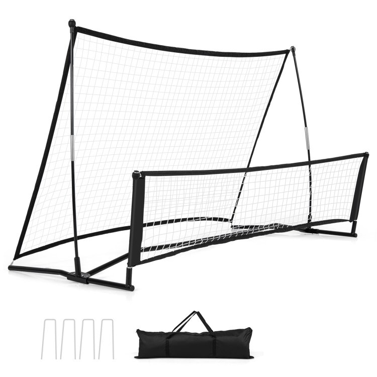 2-in-1 Dual-Sided Soccer Re bounder Net – Portable Trainer with Fiberglass Frame & Carry Bag