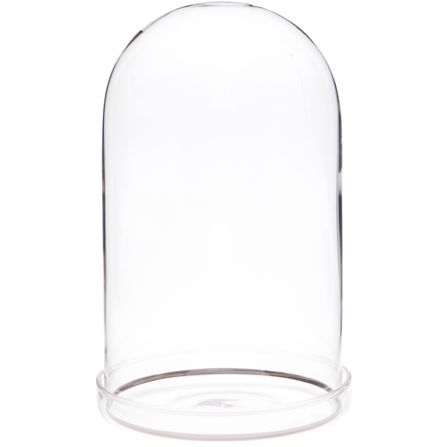 Plymor 4" x 7" Glass Display Dome Cloche with Silver Rim (Clear Glass Tray Base)