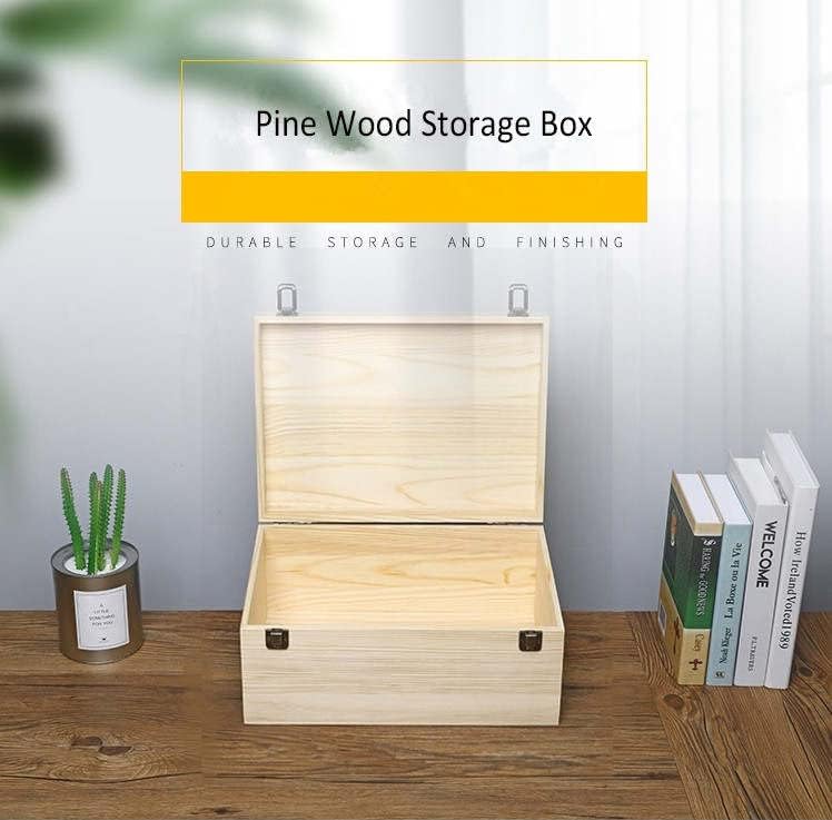 14&#x22; x 10&#x22; x 6.5&#x22;- Large Wooden Box with Hinged Lid - Unfinished Wood Box - Pine Wood Boxes for Crafts - Wooden Storage Box - DIY Memory Box - Wooden Keepsake Box