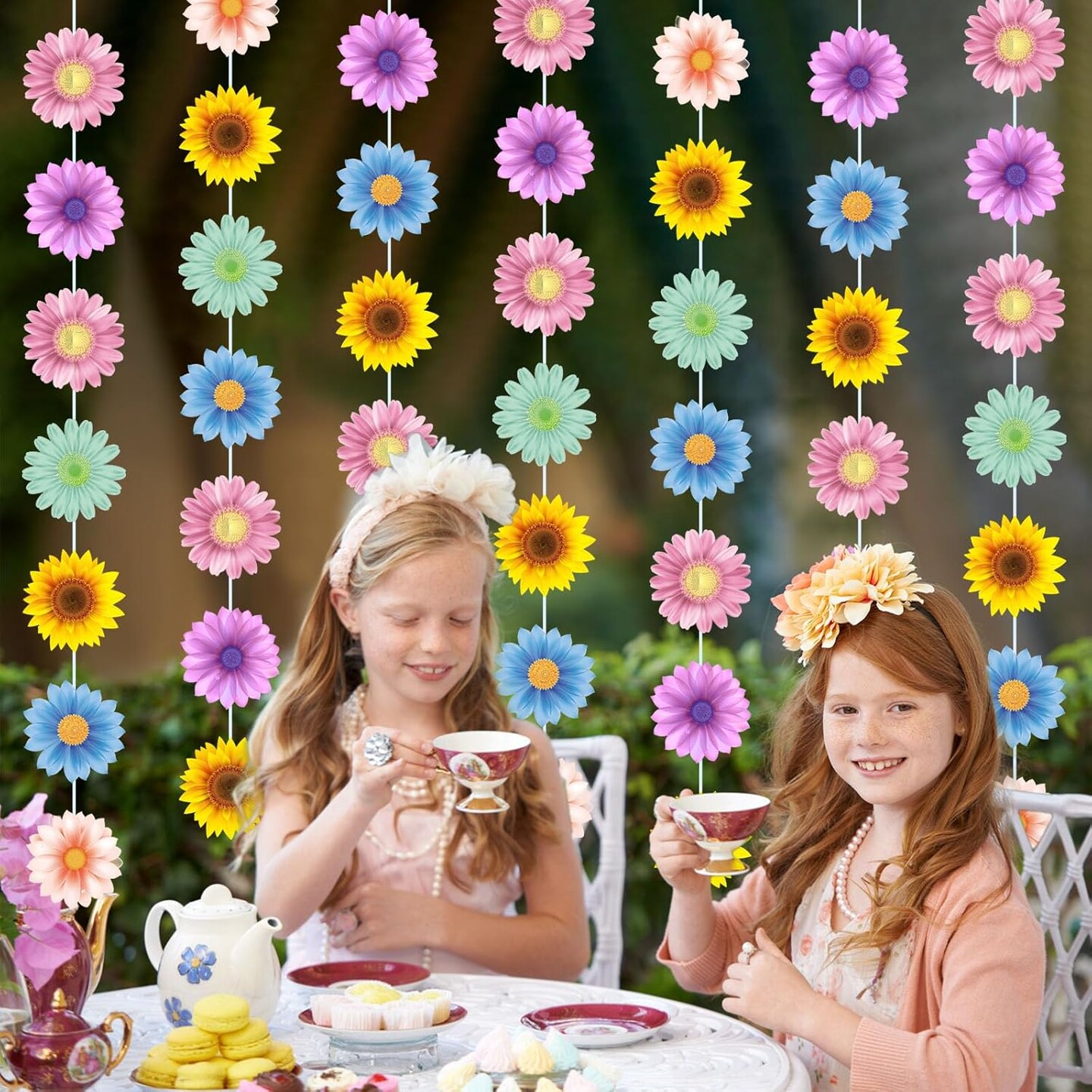 8 Packs Spring Party Decorations Sun Flowers Banners Colorful Sunflower Garland Decor for Women Spring Summer Easter Flower Themed Birthday Party Decorations Classroom Suppies