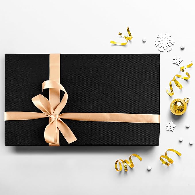 Large Gift Box 14&#x22;x8.5&#x22;x4.5&#x22; Birthday Gift Boxes for Presents for Anniversary Wedding Birthday,Black Gift boxes with Ribbon,Shredded Filler,Card