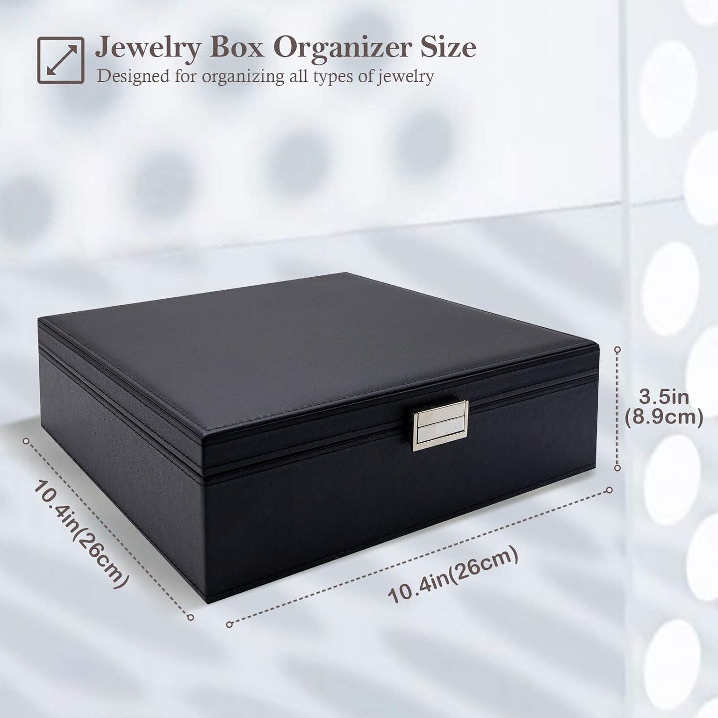 2 Layers Large Leather Jewelry Organizer Storage