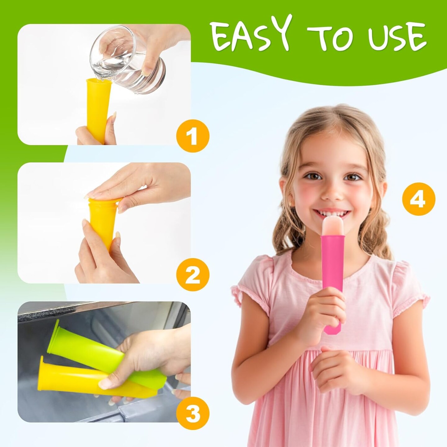 Silicone Popsicle Molds-8 Pack Silicone Popsicle Molds for Kids,Reusable Ice Pop Molds with Lids & Drip-Free Design,Perfect for Homemade Yogurt Sticks, Juice, Ice Candy, Snacks.
