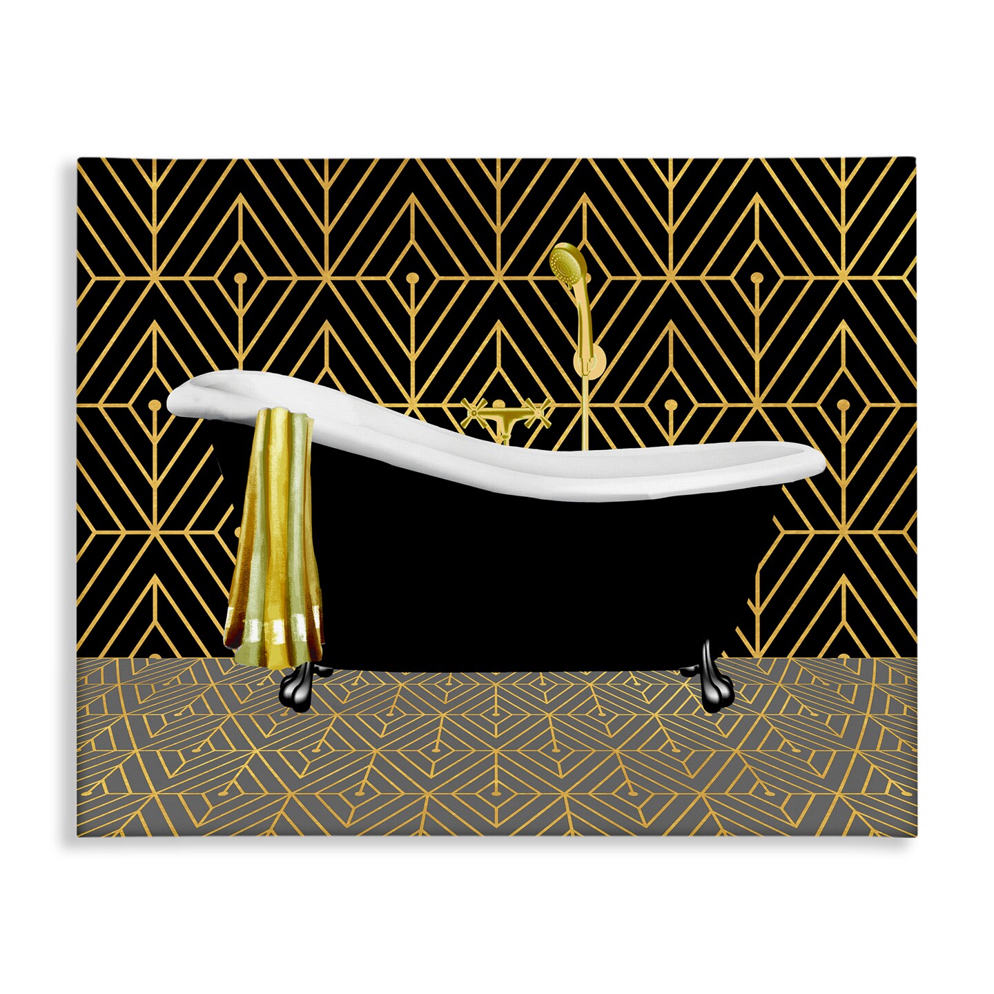 Stupell Industries Deco Patterned Bathtub Canvas Design by Conrad Knutsen