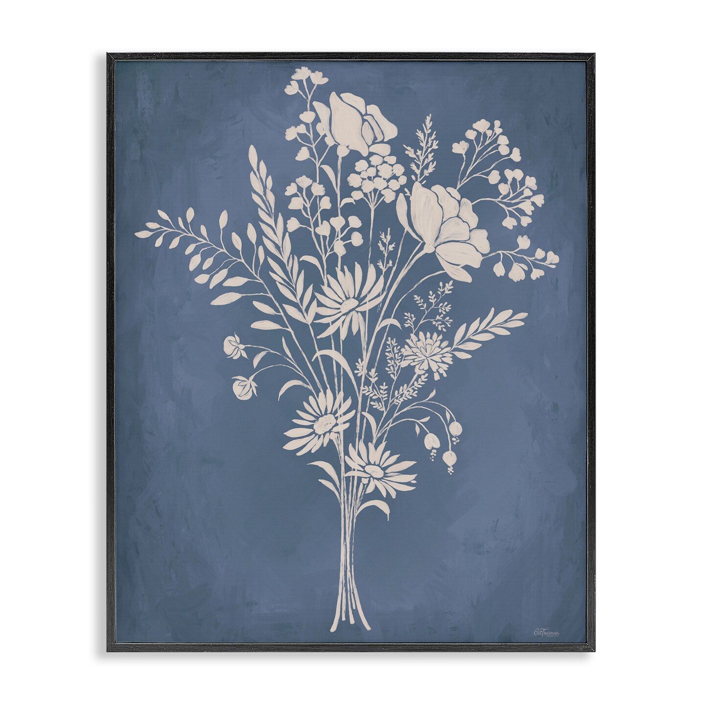 Stupell Industries Garden Bundle over Blue Framed Giclee Design by Cat Thurman Designs