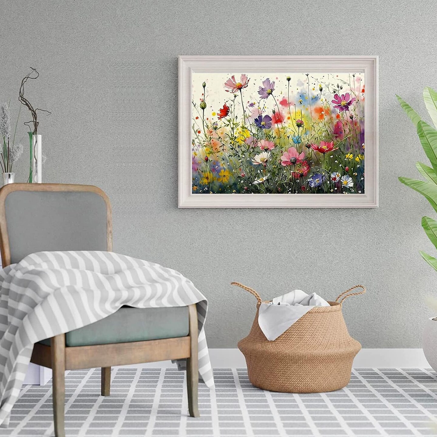 Colorful Flower 5D DIY Diamond Art Kits Full Drill Diamond Dots for Gift Wall Decor and Relaxation Gem Arts 12x16 inch