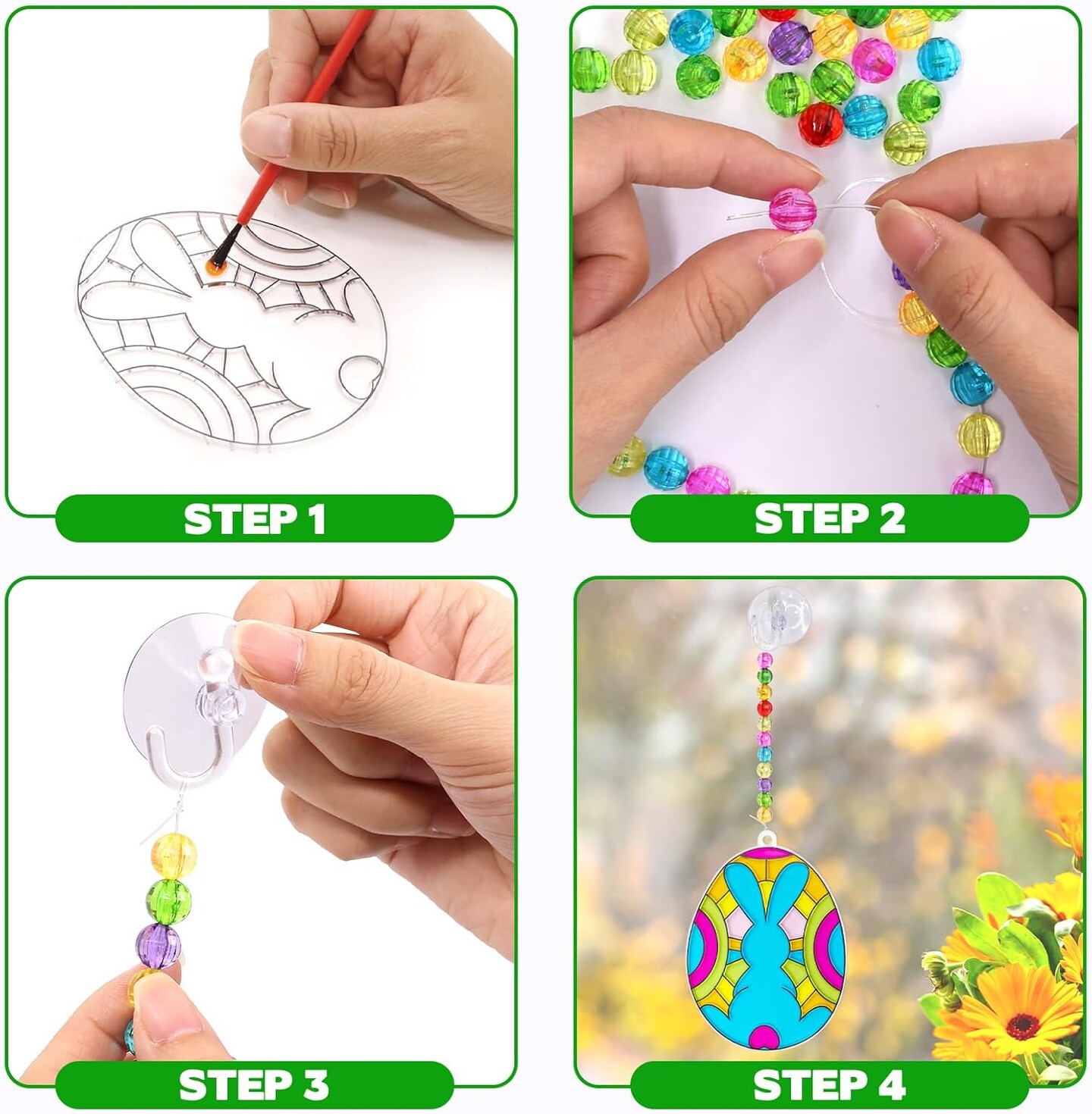 Spring Suncatchers Painting Crafts for Kids 24 Sets DIY Easter Window Painting Art Suncatchers Decorations Spring