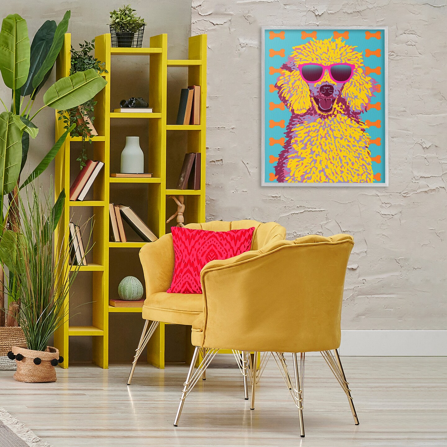 Stupell Industries Retro Pop Poodle Framed Giclee Design by Marcus Prime