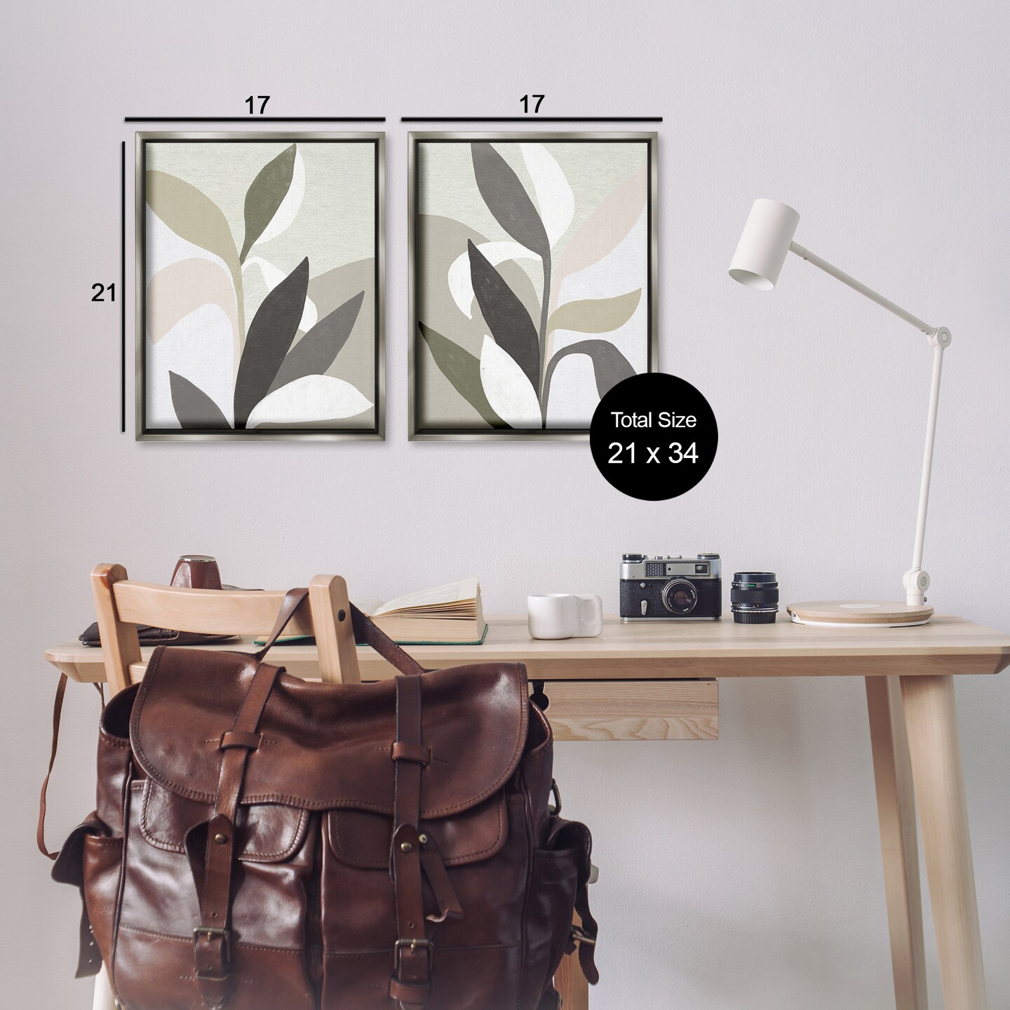 Stupell Industries Neutral Leaf Shapes 2pc Floating Frame Set Design by June Erica Vess