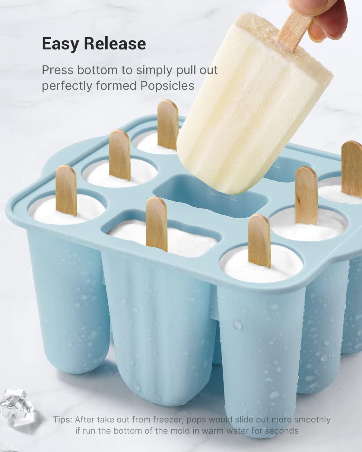 Popsicle Molds for Kids, 9 Pieces Popsicles Molds Silicone BPA