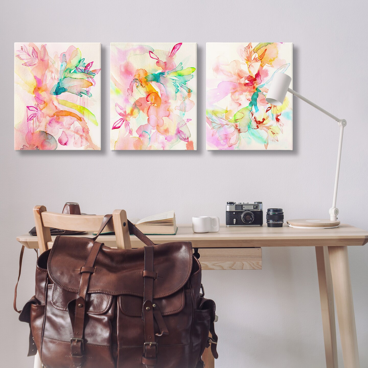 Stupell Industries Abstract Florals &#x26; Paint Drip 3pc Canvas Set Design by Gemma Bardot
