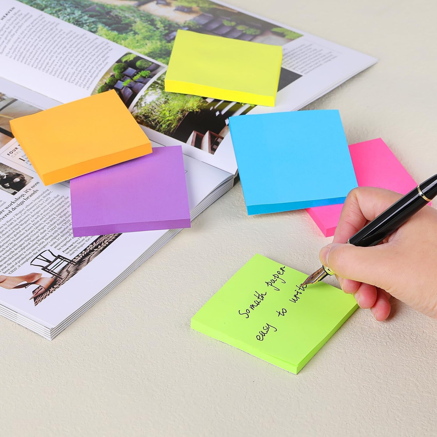 (24 Pack) Sticky Notes Post Bright Stickies Colorful Super Sticking Power Memo Pads, Strong Adhesive, 74 Sheets/pad