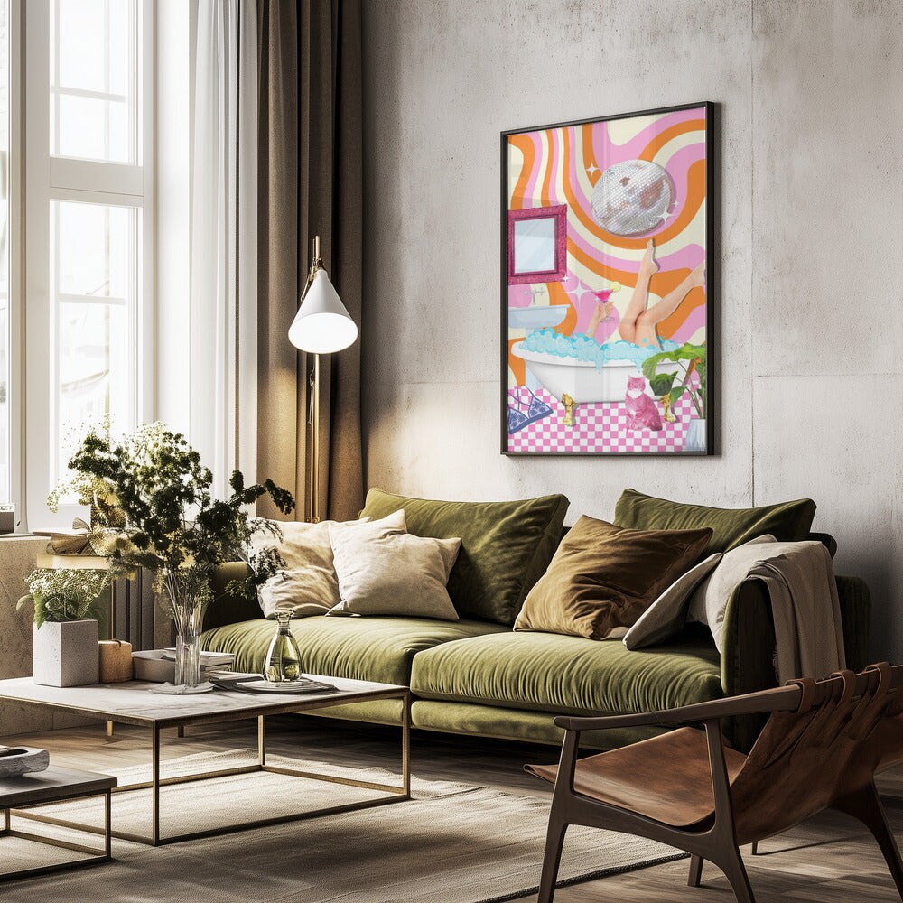 Groovy Bathtub Bliss - Athene Fritsch 24x36 Black Framed Art | Home or Office Art