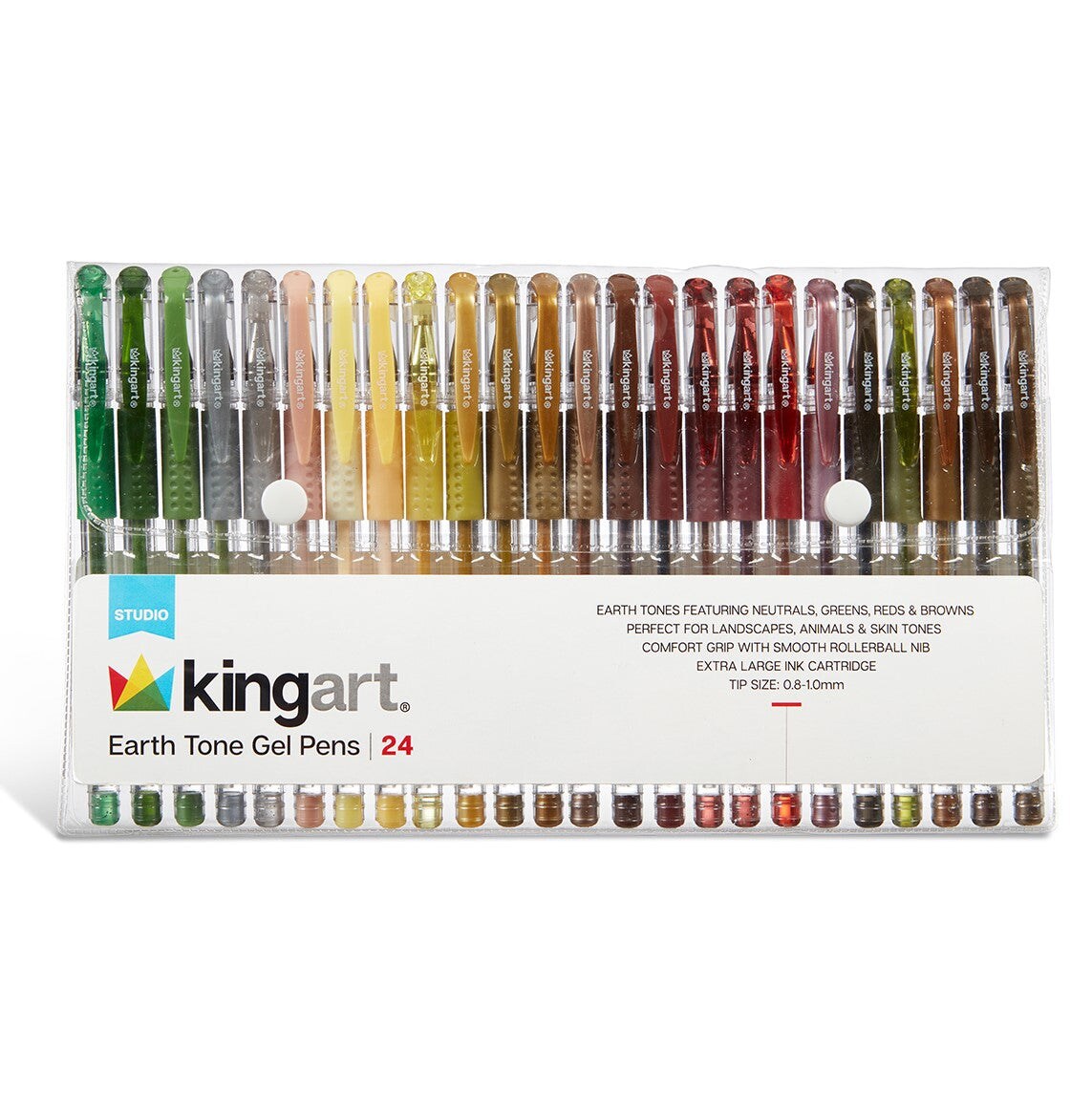 KINGART&#xAE; Earth Tone Gel Pens, Soft Grip, 24 Colors
