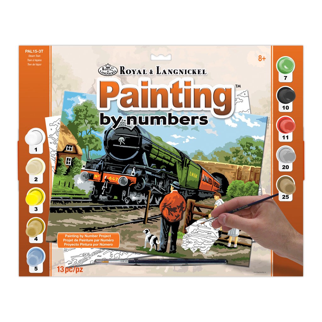 PAL15 | Painting by numbers&#x2122; 13pc 11.25&#x22; x 13.375&#x22; Steam Train Painting Project