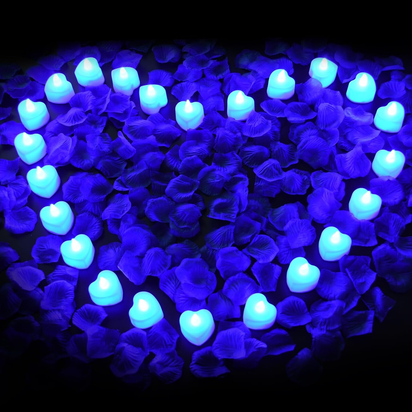 Artificial Rose Petals with LED Tea Lights Kit, for Special and Romantic Night Valentine Wedding Decor