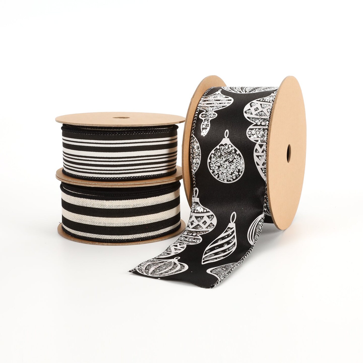 LaRibbons 1 1/2" Wired Ribbon | "Striped" Black/White | 10 Yard Roll