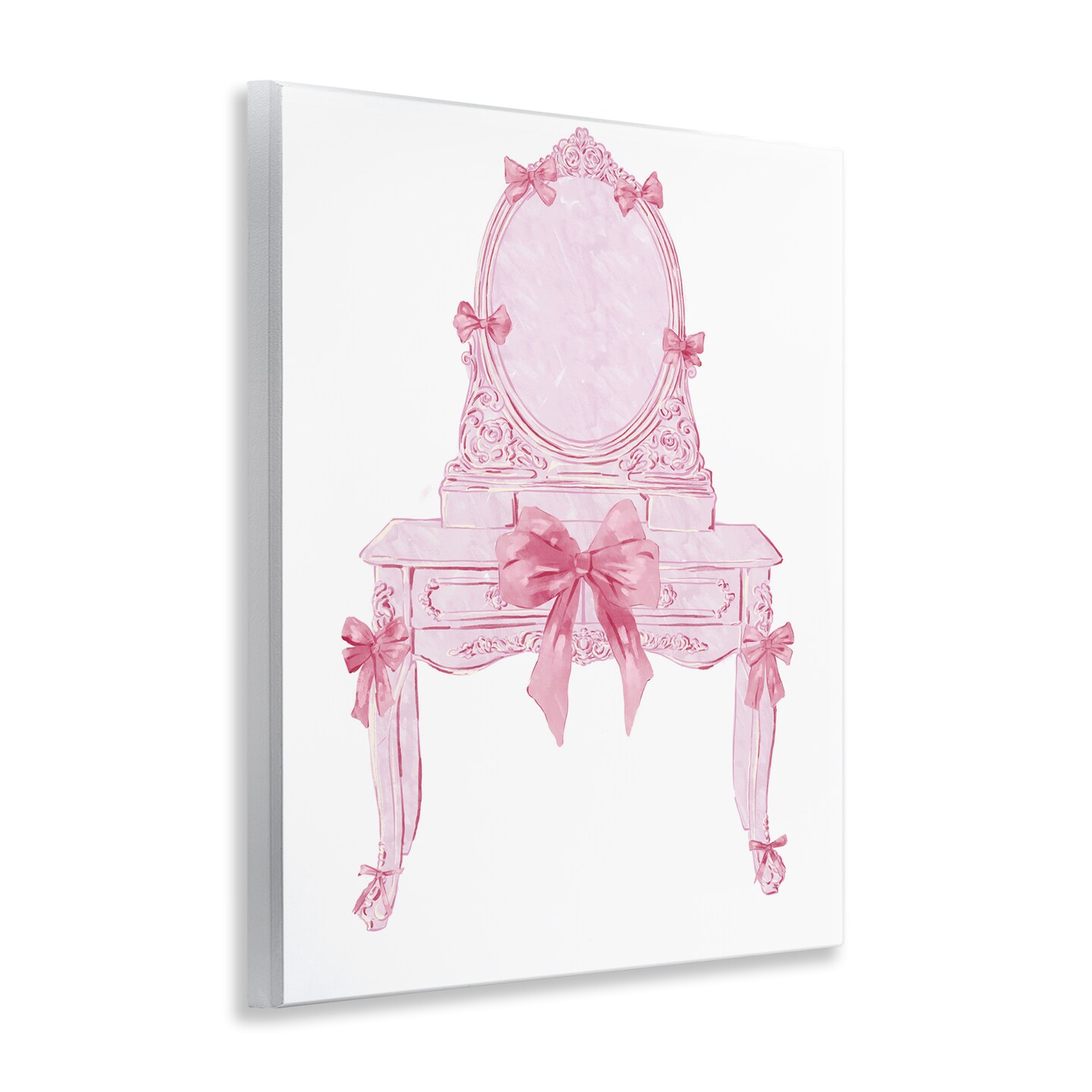 Stupell Industries Lovely Pink Vanity with Bows Wall Plaque Design by Ziwei Li