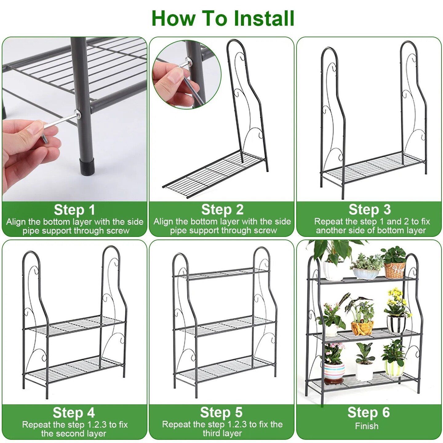 3-Tier Ladder-Style Metal Plant Stand