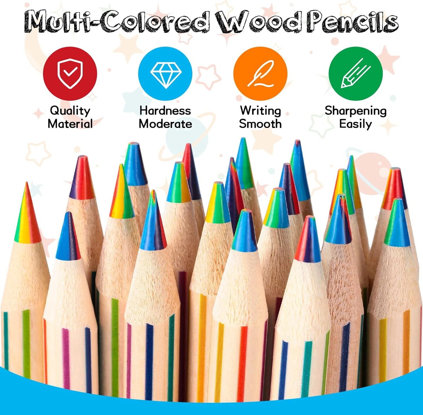 48 Pcs Rainbow Colored Pencils Bulk 7 Color in 1 Wooden Rainbow Pencil with 4 Pieces Sharpener